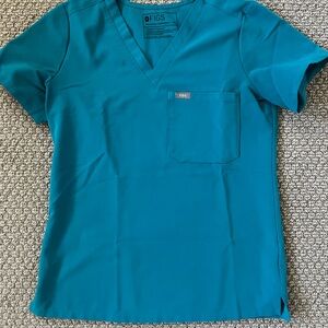 Figs Turquoise V-Neck Scrub Top
